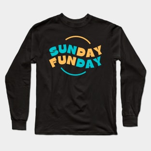 Blue And Yellow Sunday Funday Typography Long Sleeve T-Shirt